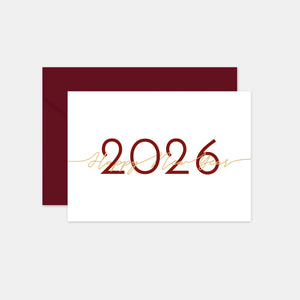 Carte Happy new year calligraphie bordeaux