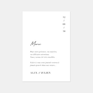 Discreet modern wedding thank you card
