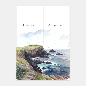 Faire-part de mariage côte bretonne aquarelle