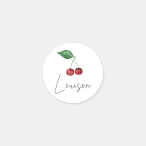 Stickers personnalisés naissance cerises aquarelle - 48ex