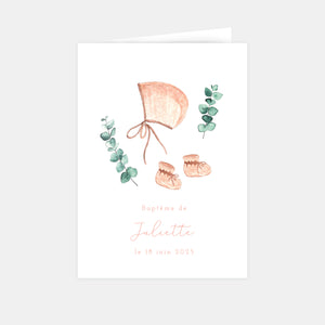 Faire-part de baptême béguin aquarelle