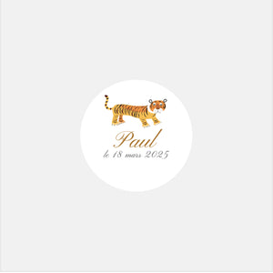 Stickers personnalisés naissance classique tigre - 48ex