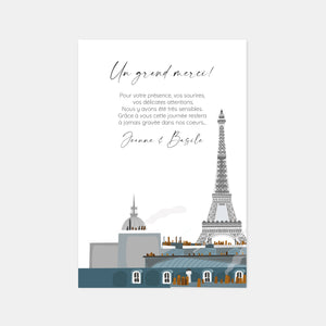 Paris rooftop wedding thank you card