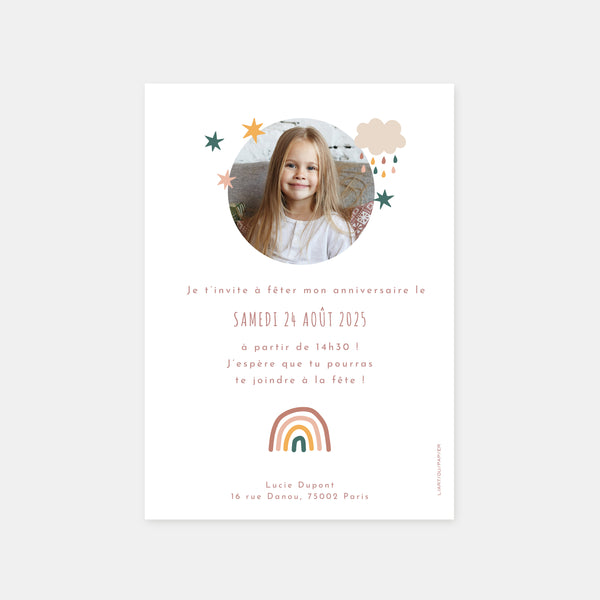 Invitation anniversaire arc en ciel