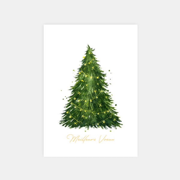 Personalized glittering tree greeting card