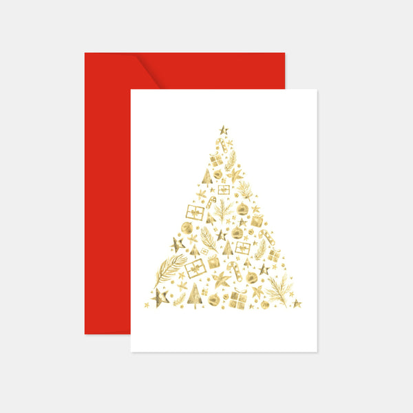 Carte de voeux personnalisée sapin doré