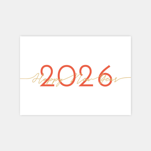 Carte de voeux personnalisée Happy new year calligraphie