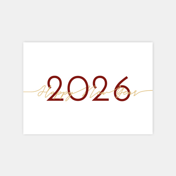 Carte de voeux personnalisée Happy new year calligraphie