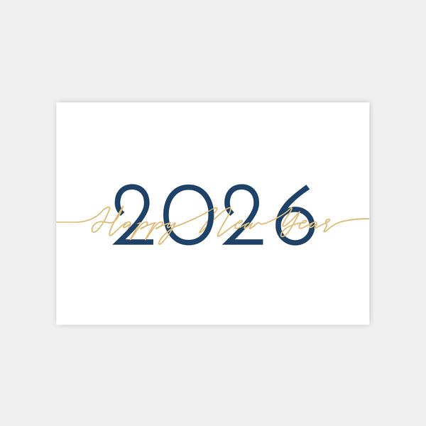 Carte de voeux personnalisée Happy new year calligraphie