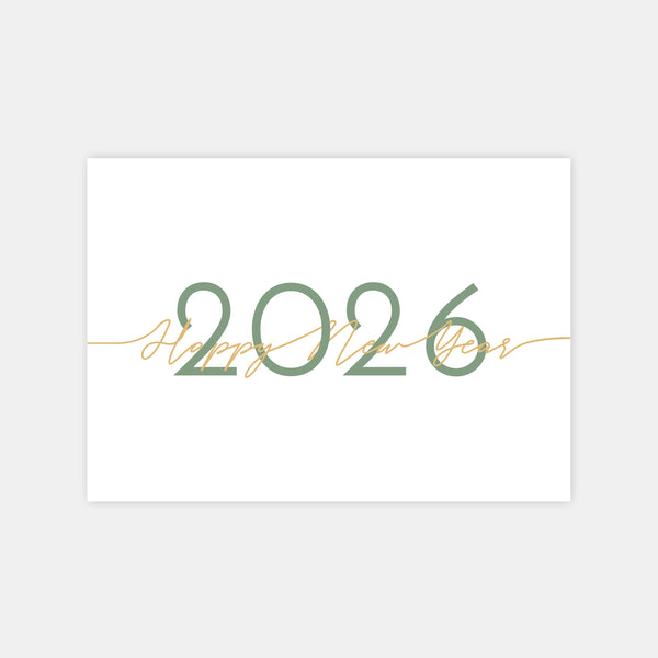 Carte de voeux personnalisée Happy new year calligraphie