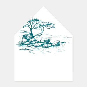 Engraved envelope lining the south