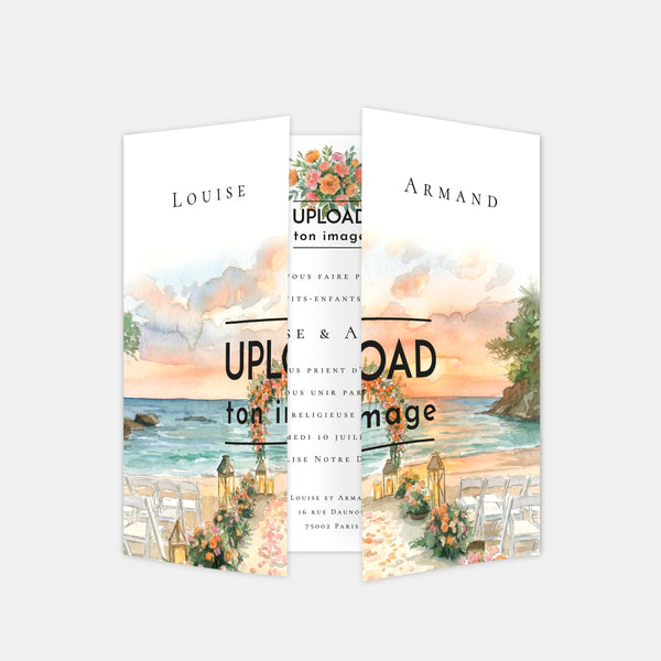 Faire-part de mariage triptyque aquarelle