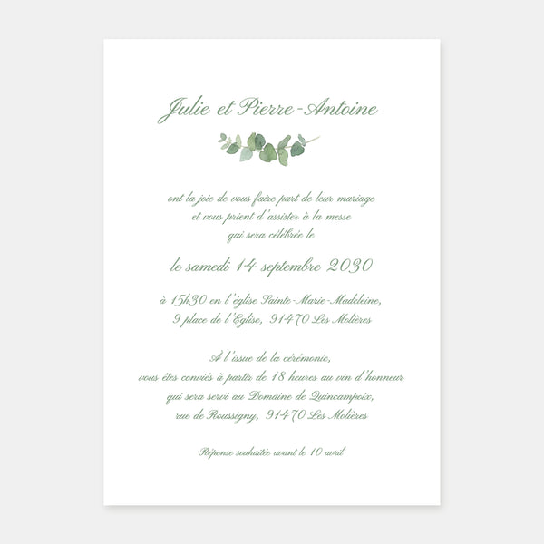 Faire-part de mariage Domaine de Quincampoix