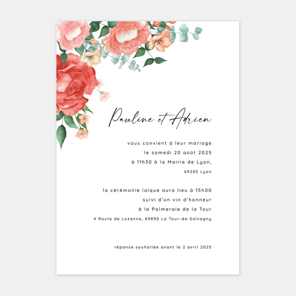 Hochzeitseinladung mit Aquarellstrauß