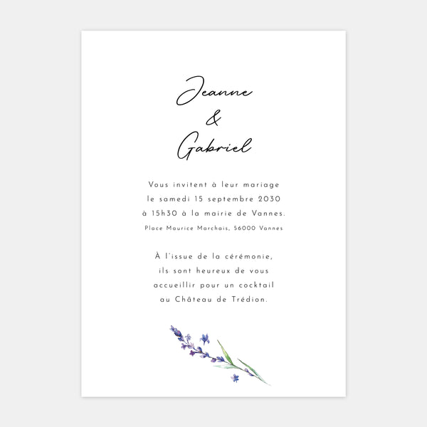 Faire-part de mariage brin de lavande