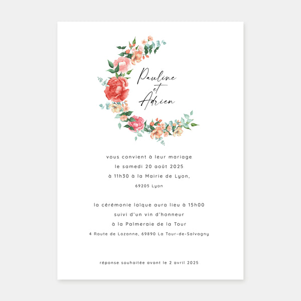 Hochzeitseinladung mit Aquarellstrauß