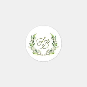 Personalisierte Hochzeitsmonogramm-Blattaufkleber