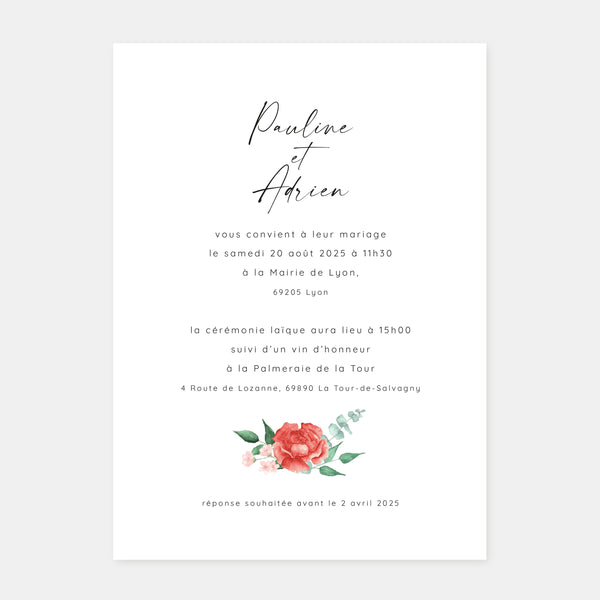 Hochzeitseinladung mit Aquarellstrauß
