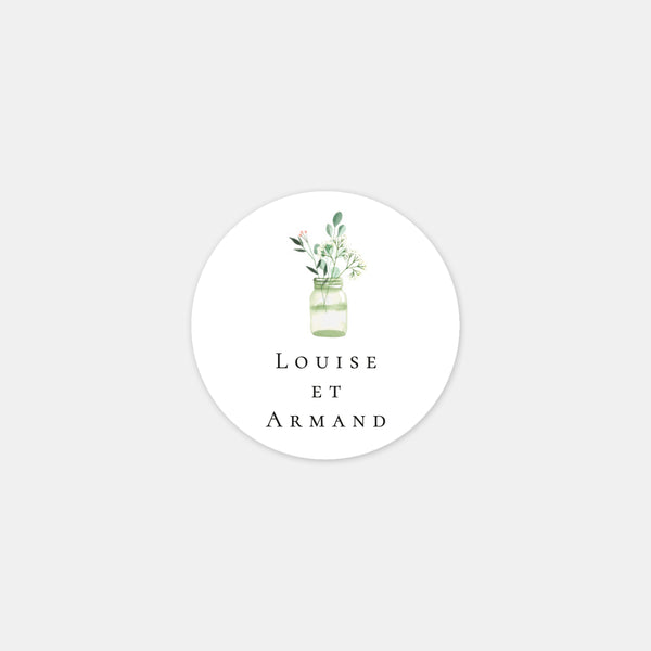 Stickers personnalisés mariage champêtre chic aquarelle