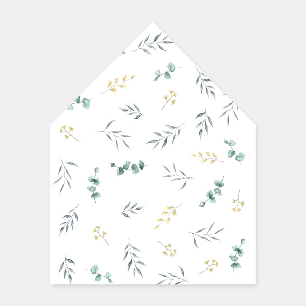 Watercolor eucalyptus envelope lining - 50ex