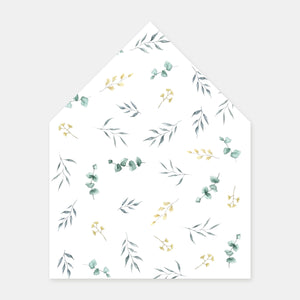 Watercolor eucalyptus envelope lining - 50ex
