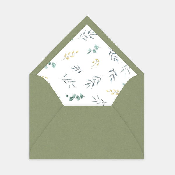 Watercolor eucalyptus envelope lining - 50ex