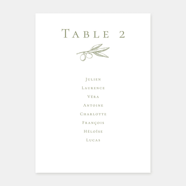Olive branch wedding table plan - 5ex