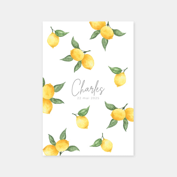 Faire-part de naissance citrons aquarelle