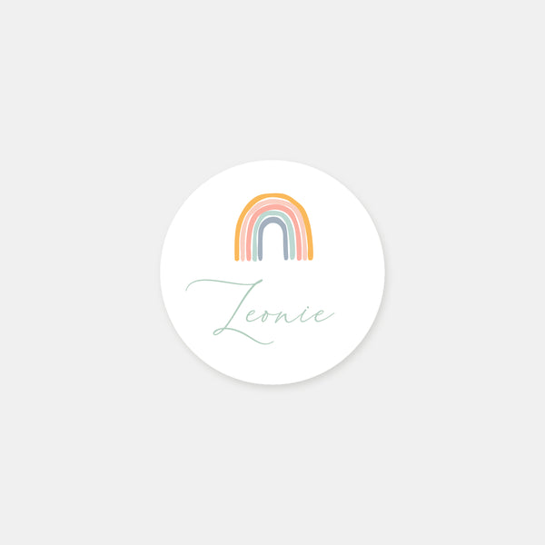 Personalisierte Regenbogen-Geburtsaufkleber – 48ex