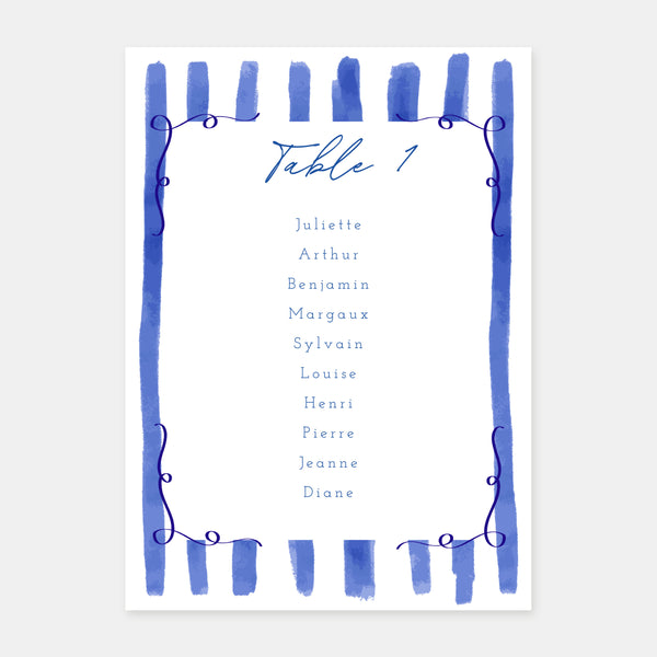 Pretty lines seating plan - 5 copies
