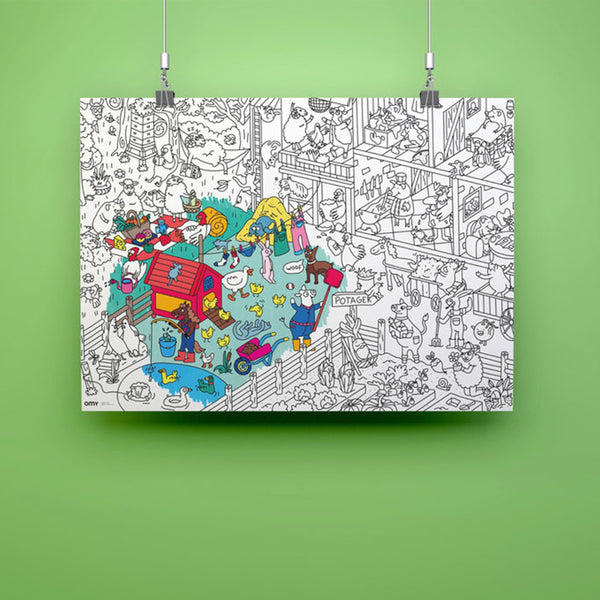 Poster géant à colorier Crazy Farm