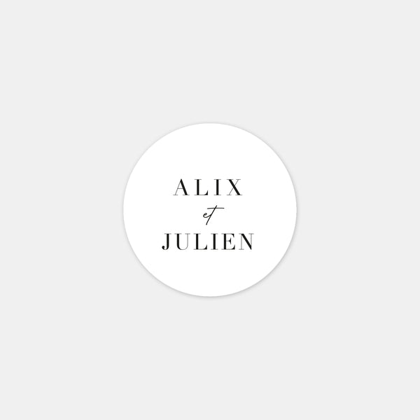 Discreet modern wedding personalized stickers