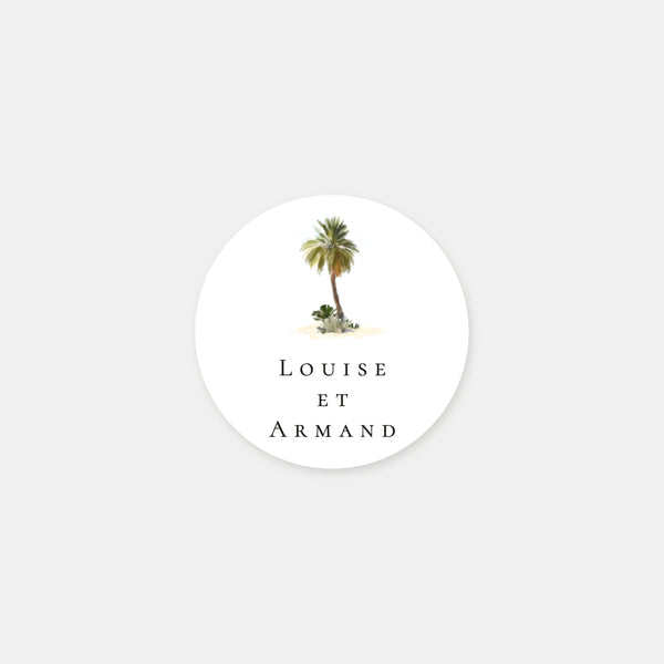 Stickers personnalisés mariage plage tropicale aquarelle