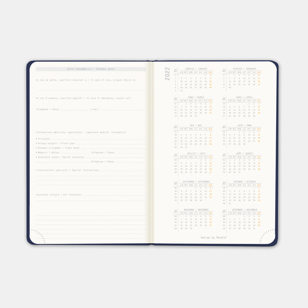 Rhodia 2024 A5 Mitternachtsblauer Terminkalender
