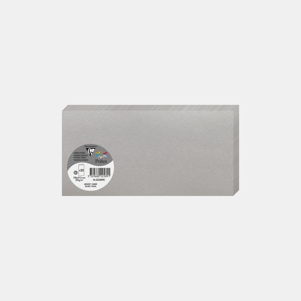 Carte pré pliée 213x213 irisé 210g argent Pollen