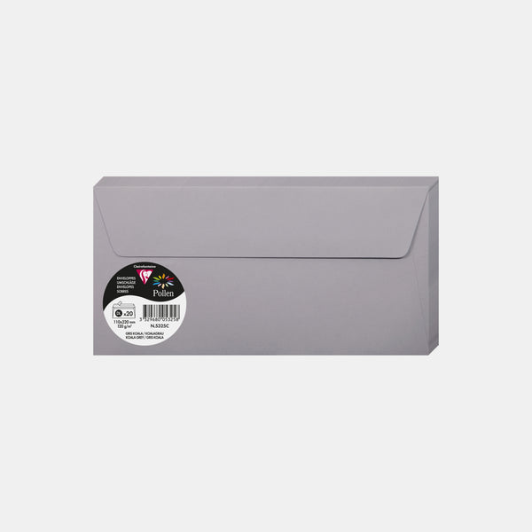Enveloppe 110x220 velin 120g gris koala Pollen