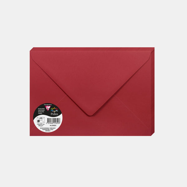 Enveloppe 162x229 velin 120g rouge groseille Pollen