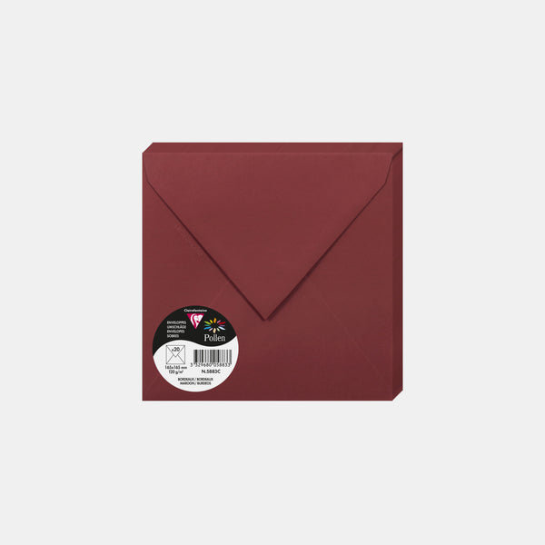 Enveloppe 165x165 velin 120g bordeaux Pollen
