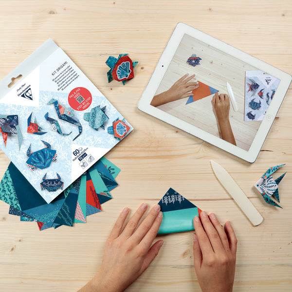 Kit Origami - Décor animaux marins - 60 feuilles 3 tailles