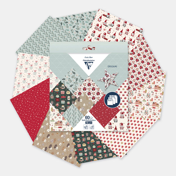Origami paper 3 sizes - Christmas - 60 sheets