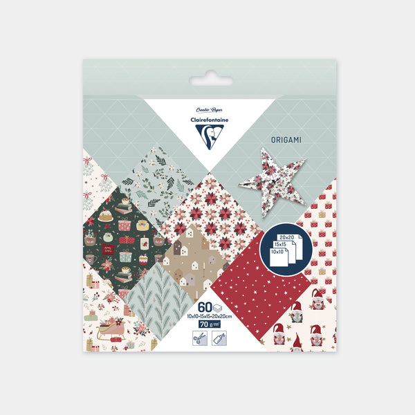 Origami paper 3 sizes - Christmas - 60 sheets