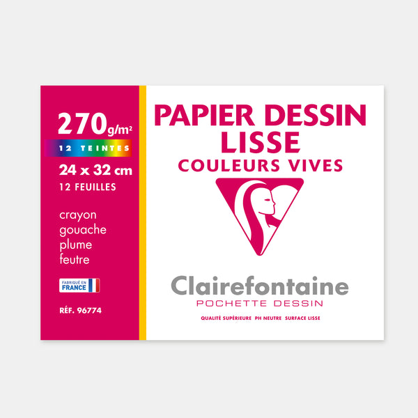 Pochette papier pour dessin lisse 270g - 24x32