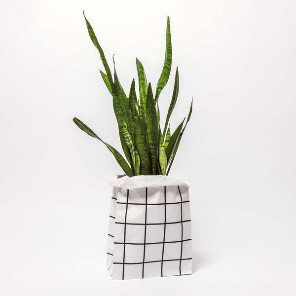 Sac en papier Fond plat noir et blanc - X large