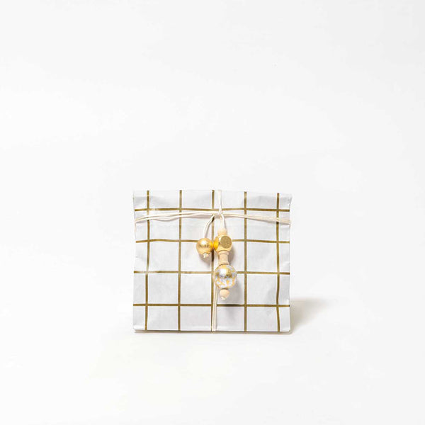 Sac en papier Fond plat or et blanc - small