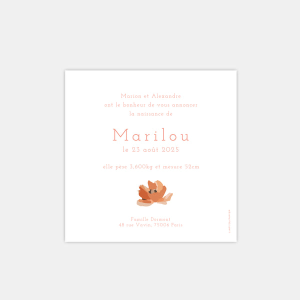 Birth announcement my first flowers