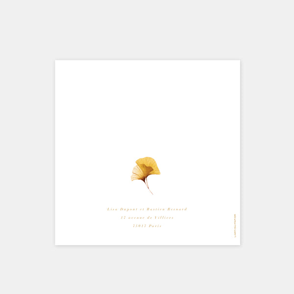 Watercolor ginkgo biloba wedding invitation