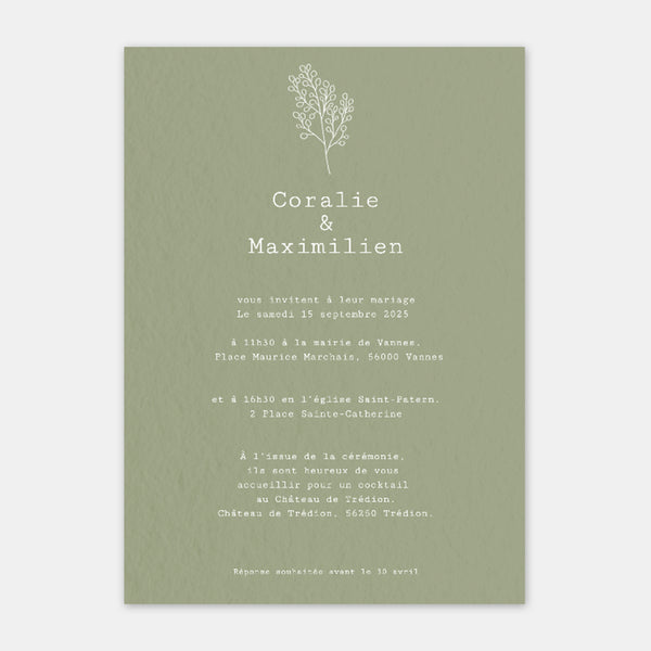 Brindille kraft wedding invitation
