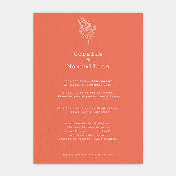 Brindille kraft wedding invitation
