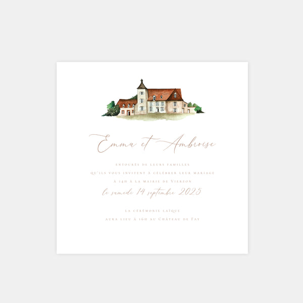 Wedding invitation Watercolor field