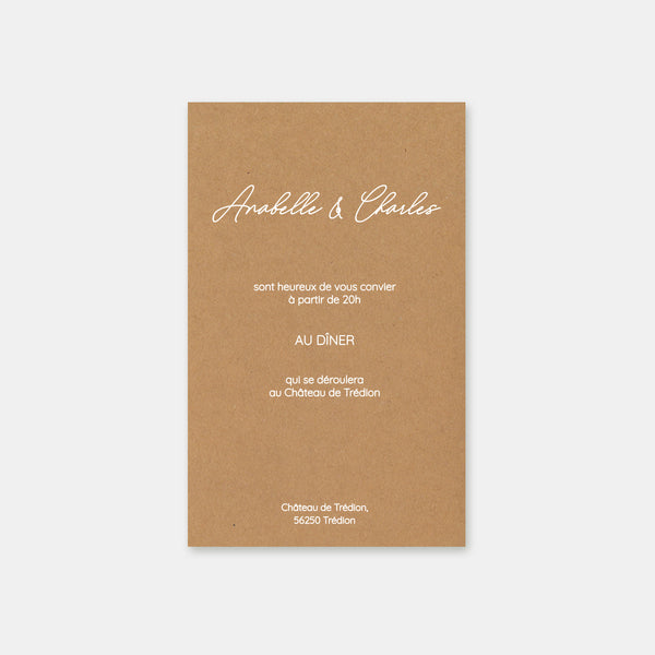 Elegante Hochzeitseinladungskarte aus Kraftpapier